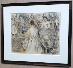 Jan Toorop - Rogneerkamer in kaarsenfabriek, litho (mooi ingelijst) kopen? Bied vanaf 395!