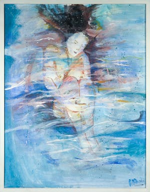 Niet of onleesbaar gesigneerd - Acryl op doek, Zonder titel - Ingelijst kopen? Bied vanaf 1!