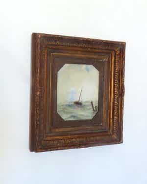 Niet of onleesbaar gesigneerd - In het zicht van de haven. verkocht voor € 1!