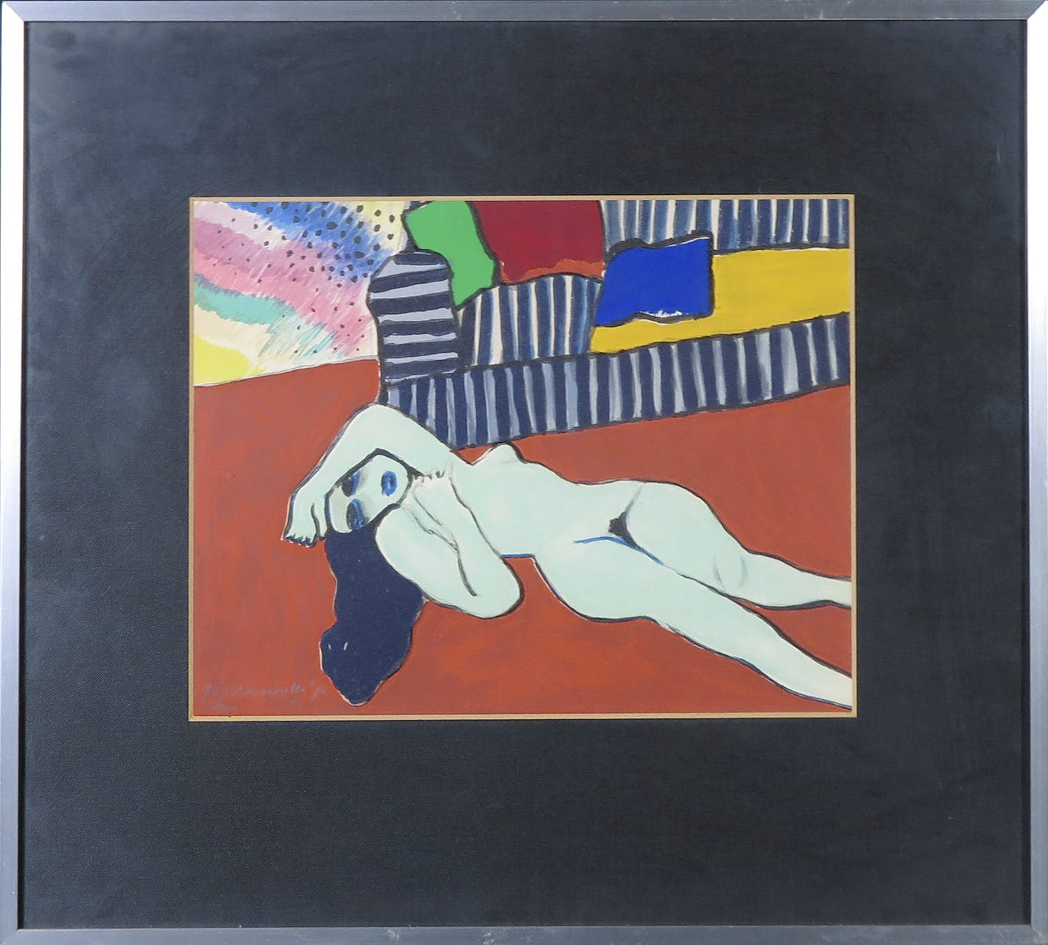 Corneille - Zeefdruk, Liggend naakt - Ingelijst verkocht voor € 1!