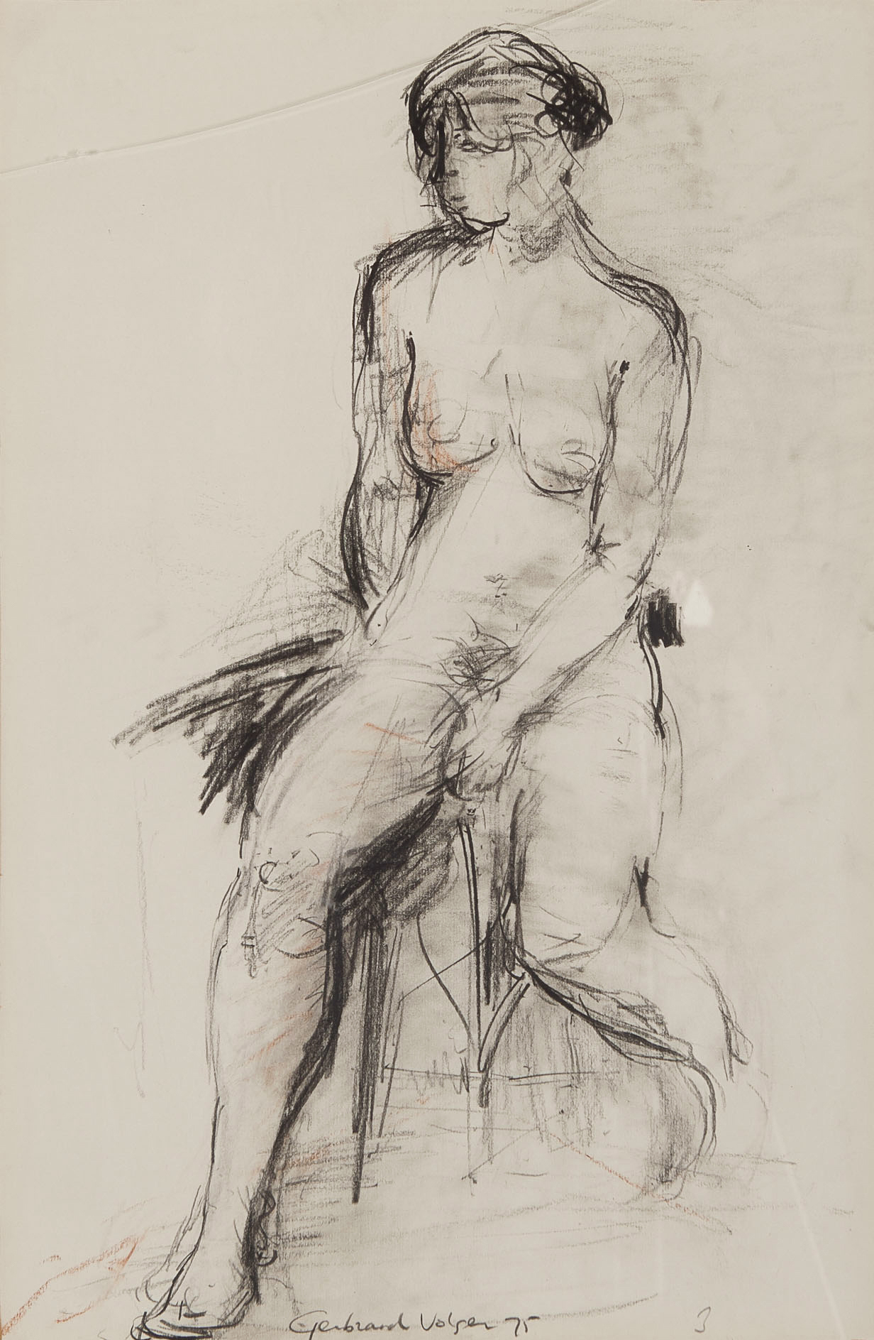 Gerbrand Volger - Naaktstudie 3 - 1975 - Pastelkrijt op papier - gesigneerd m.o. - BKR Amsterdam kopen? Bied vanaf 10!