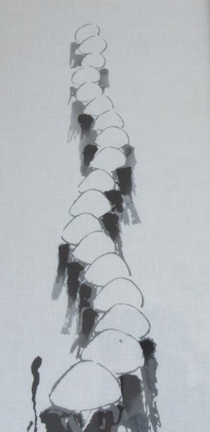 Niet of onleesbaar gesigneerd - Drieluik van Modernistische Japanse zijde schilderijen kopen? Bied vanaf 1!