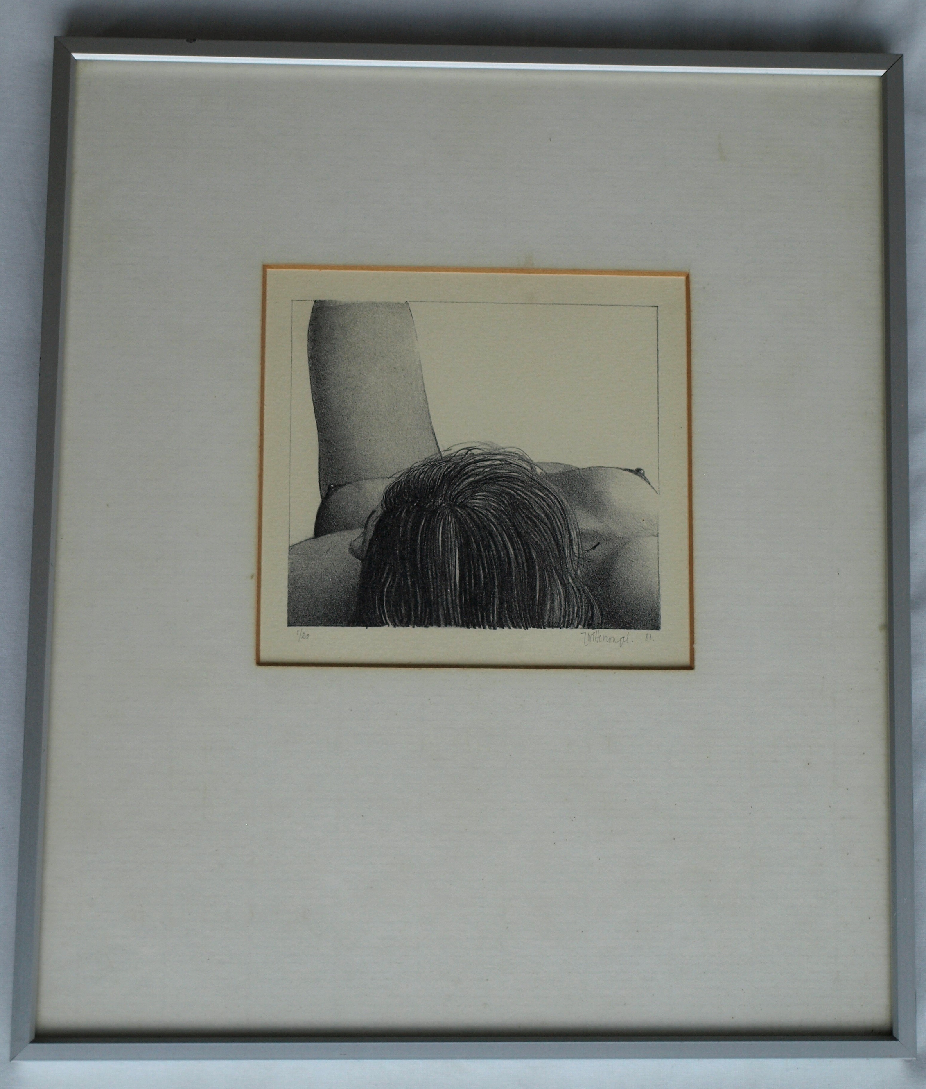 Niet of onleesbaar gesigneerd - Litho, Naakte vrouw – gesigneerd & ingelijst – nr 1/20 - 1981 kopen? Bied vanaf 1!