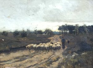 Berend Jan Brouwer - C4210 - Schaapsherder met kudde op de hei kopen? Bied vanaf 10!