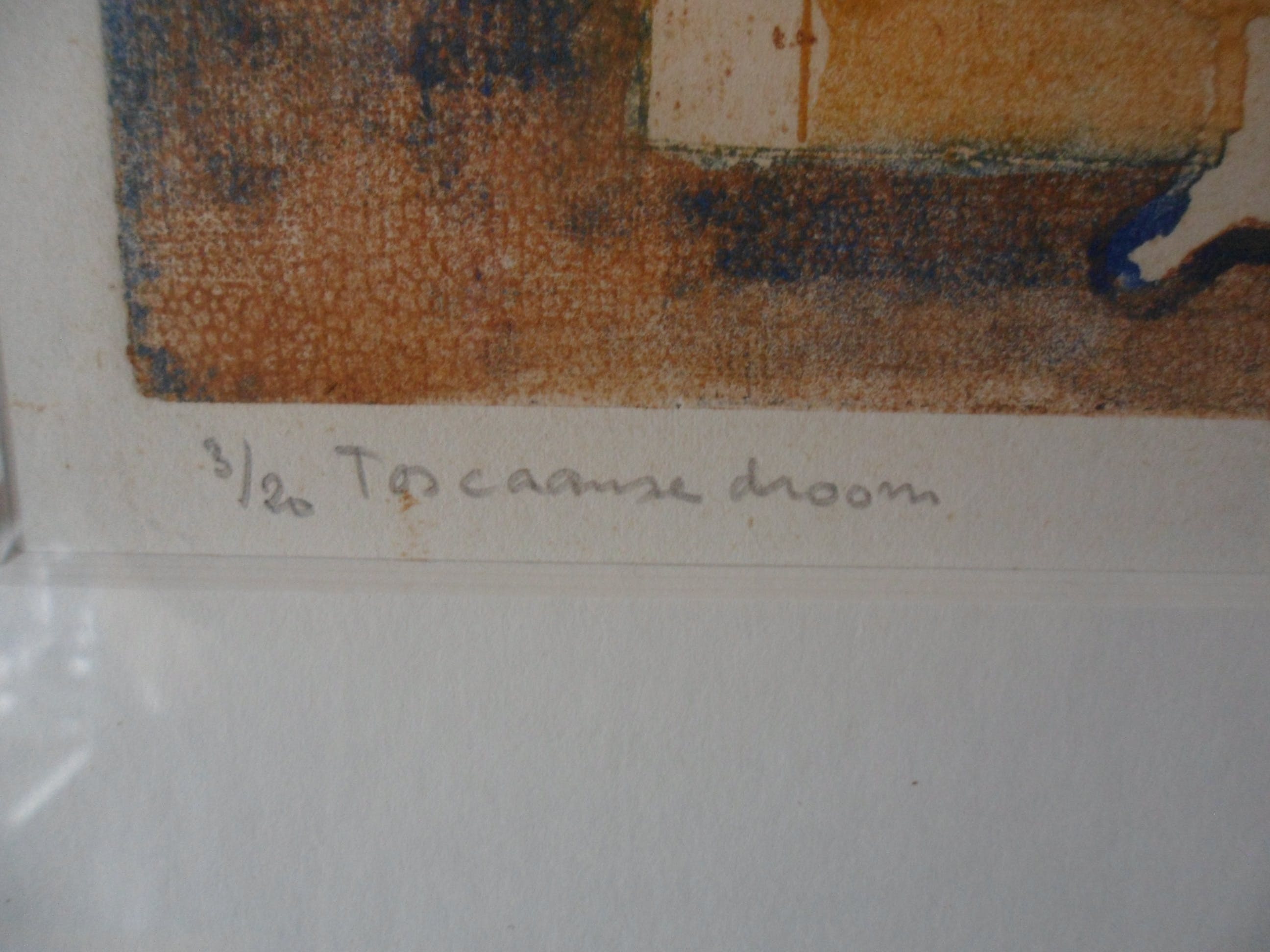 Hans Buining - Kleuren ets , titel, "Toscaanse droom ". kopen? Bied vanaf 20!