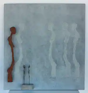 Franz Josef Vanck - Wandobject (buiten) van natuursteen, brons en ijzer verkauft für € 550!