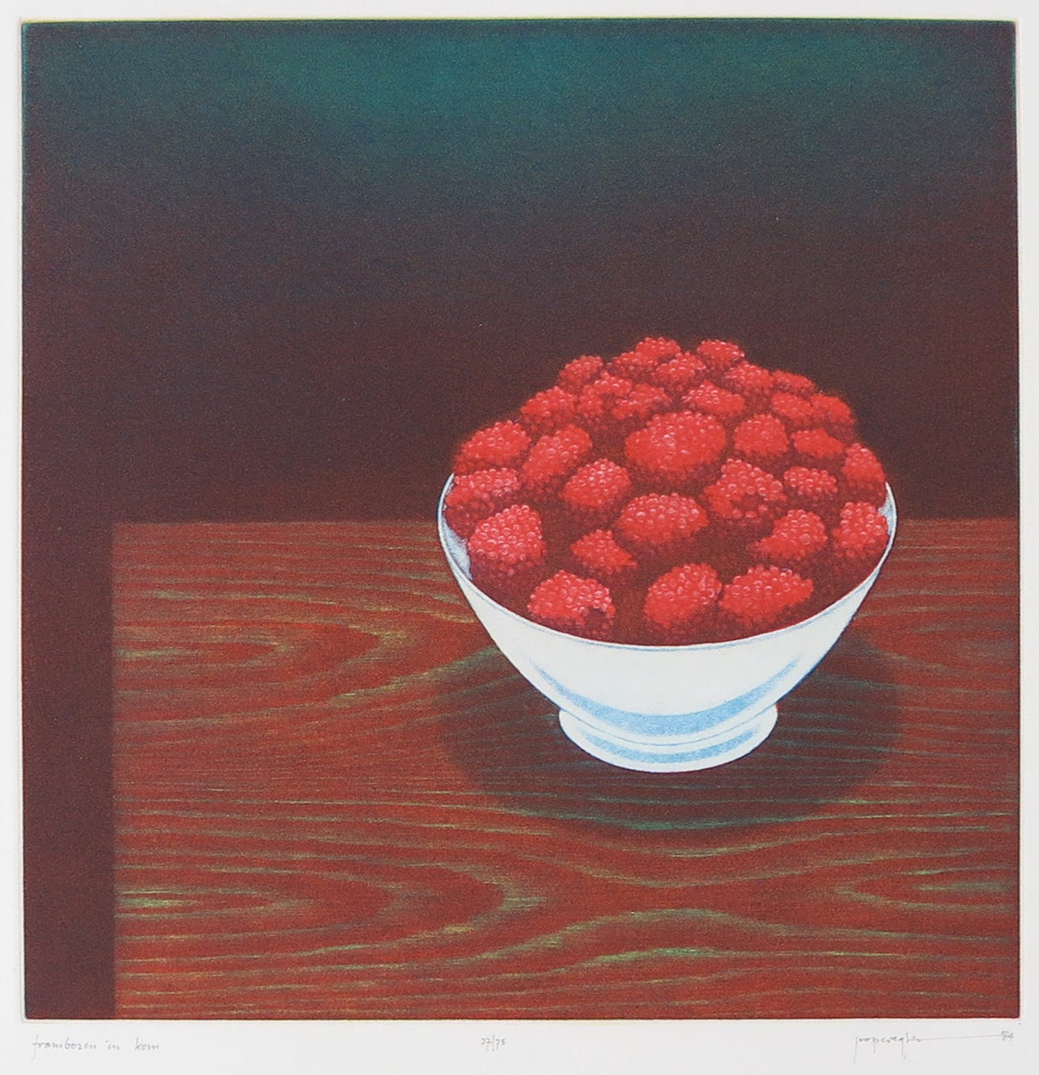 Joop Vegter - Mezzotint, Frambozen in kom kopen? Bied vanaf 60!
