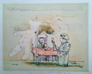 Co Westerik - Knielende vrouw met kind aan tafel verkocht voor € 265!