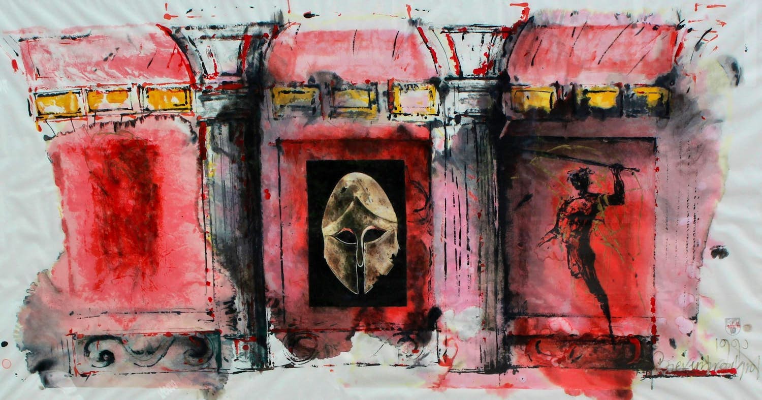 Gerti Bierenbroodspot - grote ingelijste aquarel - 1990 verkocht voor € 1000!