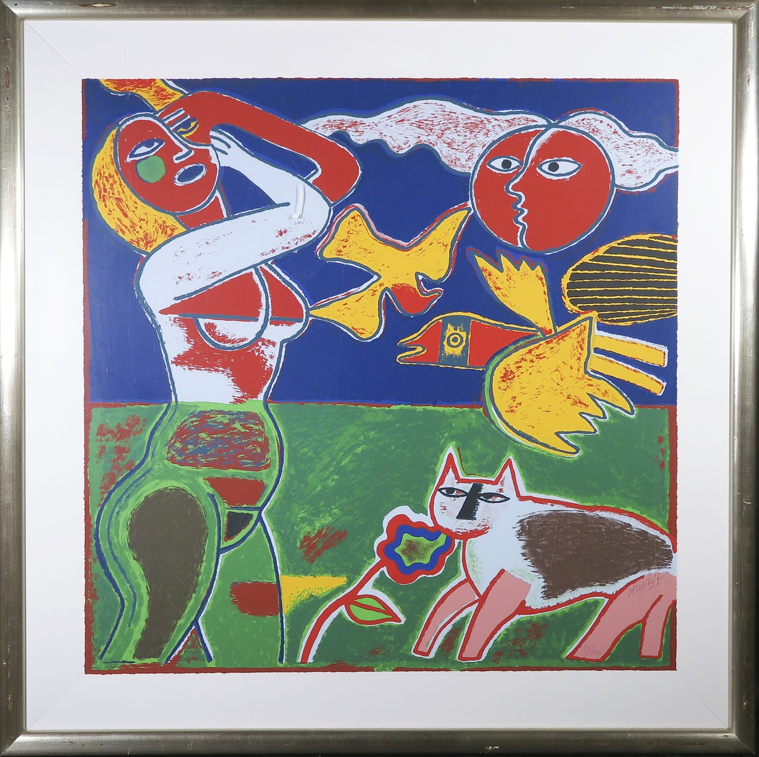 Corneille - Zeefdruk, Été ardent - Ingelijst (Zeer Groot) verkocht voor € 500!