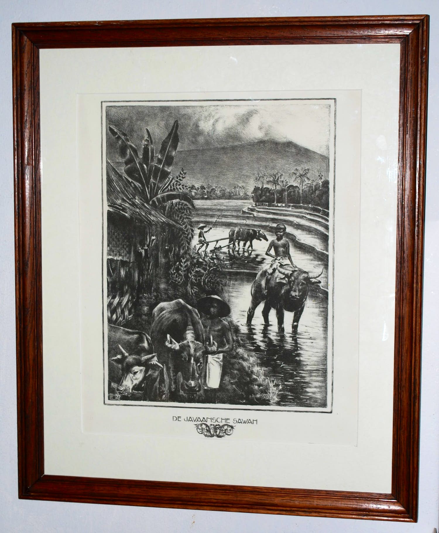Hendrik Paulides - Javaanse sawah - zeldzame litho uit 1927 - prachtig zuurvrij ingelijst kopen? Bied vanaf 100!