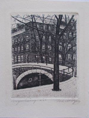 Sal Meijer - (1877-1965) - Ets Reguliersgracht- 1930 kopen? Bied vanaf 70!