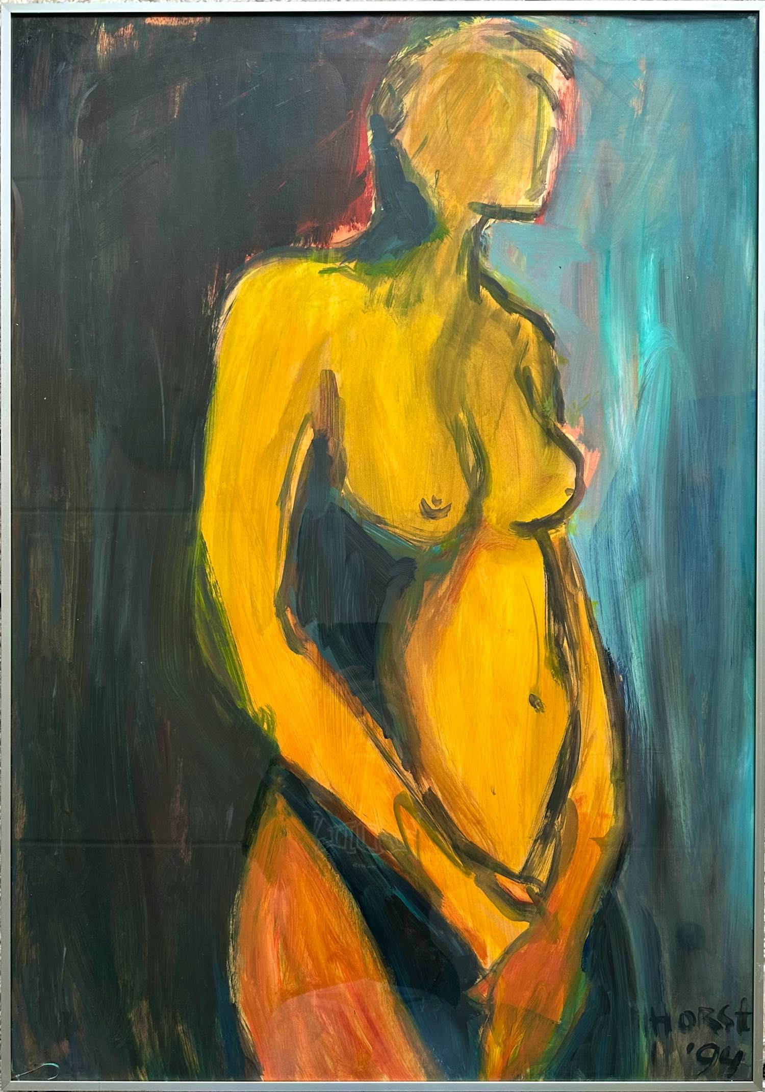 Astrid van der Horst - Groot expressief naakt – Astrid van der Horst – 101 x 71 cm – ingelijst kopen? Bied vanaf 50!