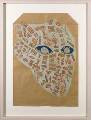 Dirk Celis - Gemengde techniek op kraftpapier, Zonder titel - Ingelijst kopen? Bied vanaf 50!