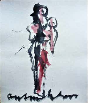 Anton Heyboer - Moeder en kind De oermoeder Mooie krachtige sierlijke schildering verkocht voor € 300!