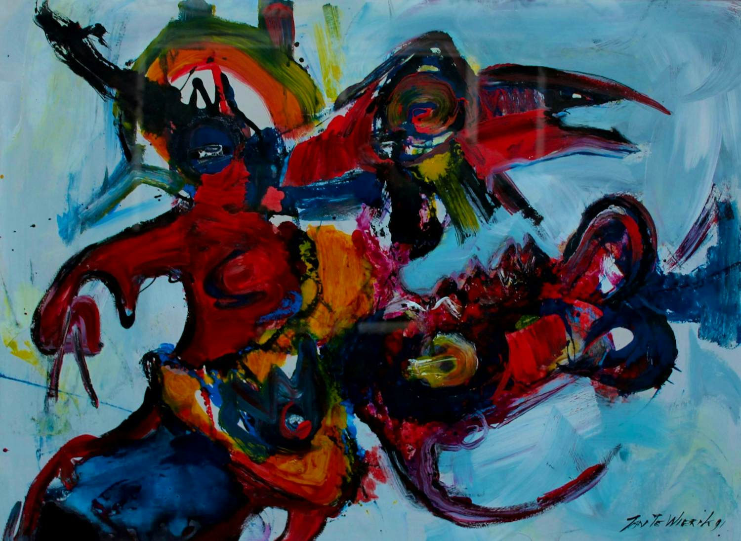 Jan te Wierik - Ingelijste gouache - 1991(groot werk!) kopen? Bied vanaf 1199!