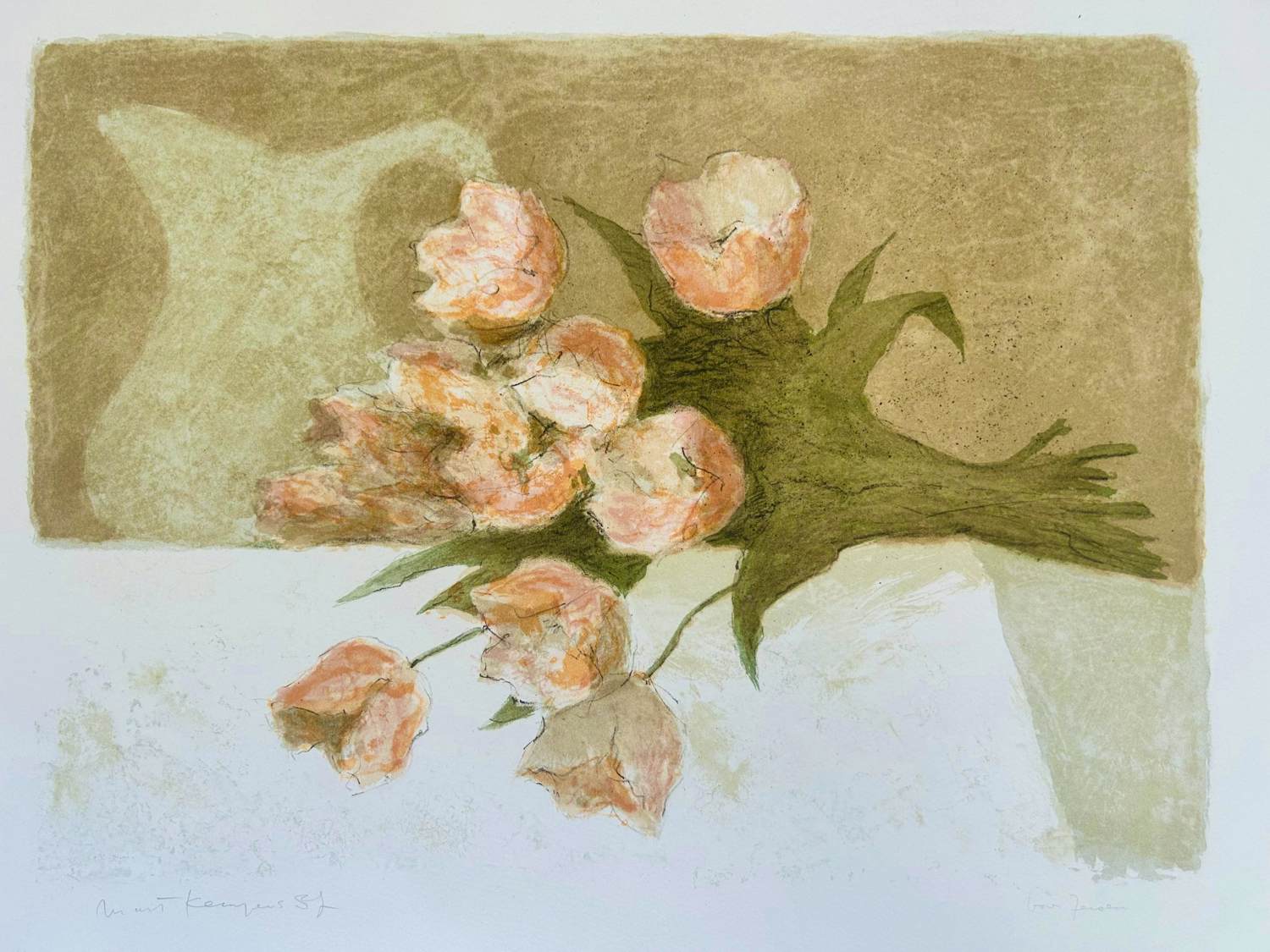 Buy Mart Kempers - Bloemen op tafel met waterkan? Bid from 50!