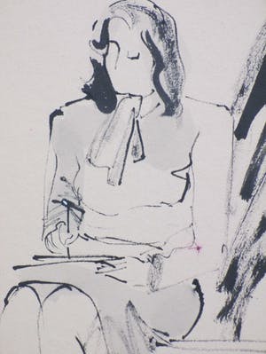 Lili Pieter van Leer - Vrouw in de Tekenklas - Penseel/inkttekening kopen? Bied vanaf 1!