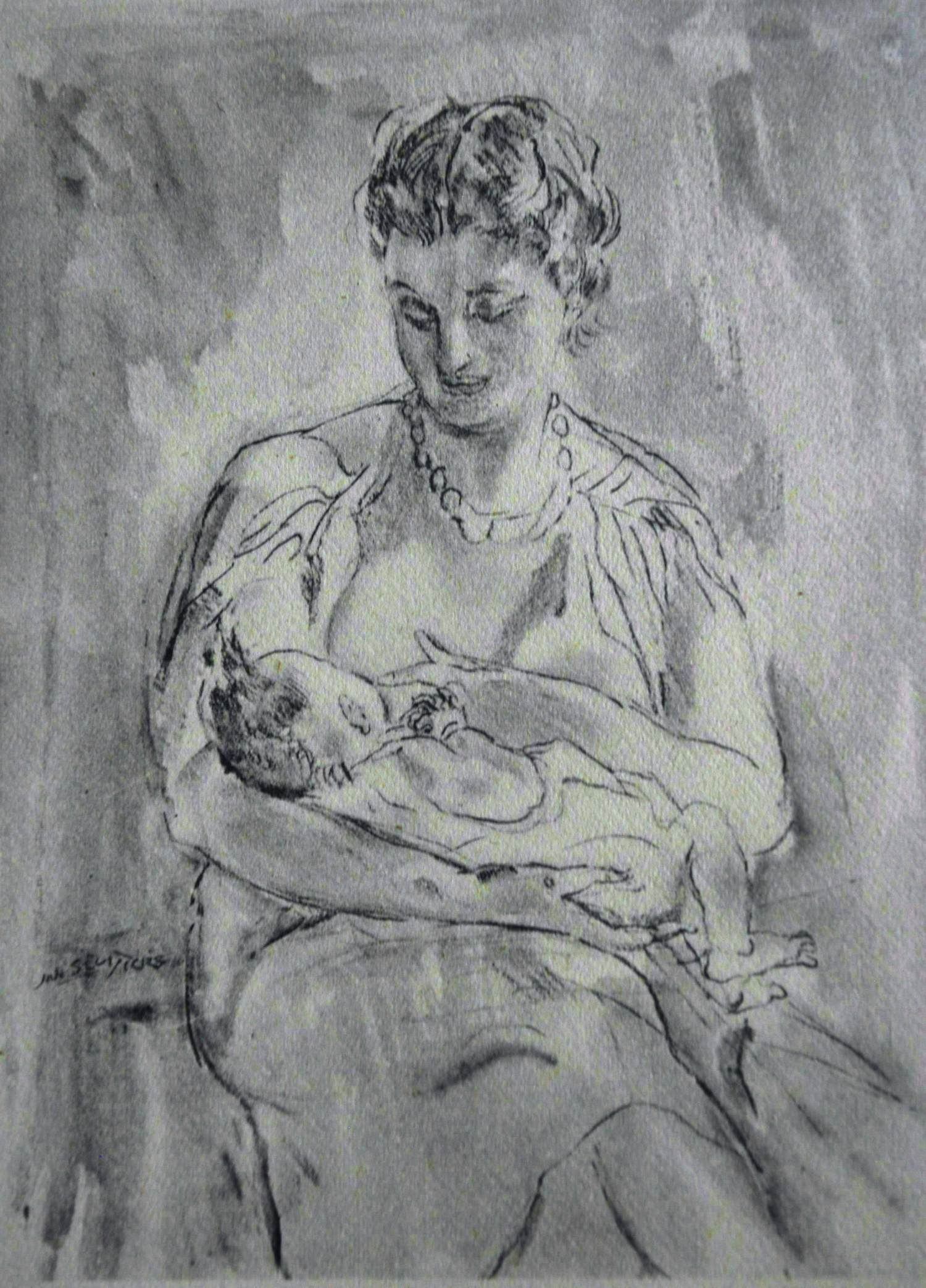 Jan Sluijters - 'moeder met kind' 1950 (hoogdruk, ingelijst)-vermeld in bijgeleverd boek kopen? Bied vanaf 250!