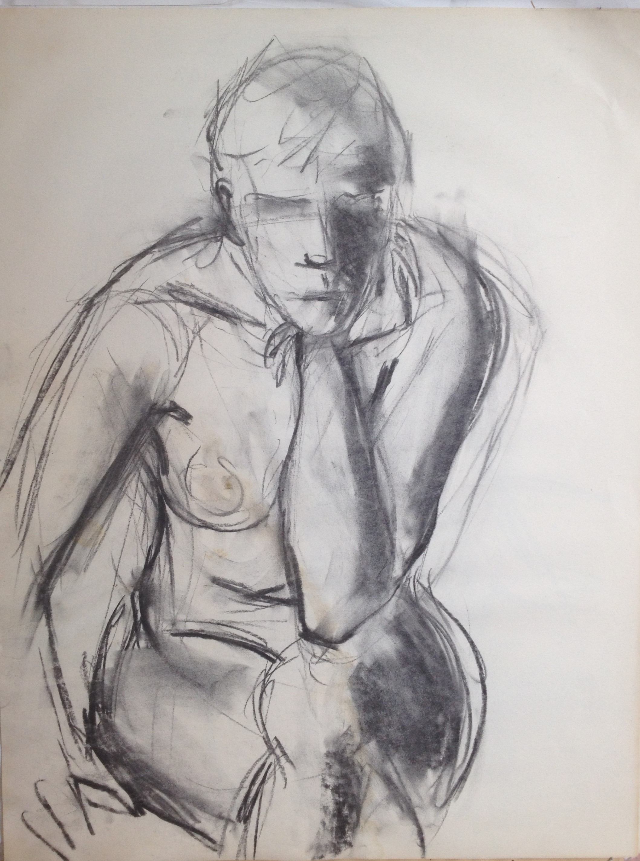 Niet of onleesbaar gesigneerd - Houstkool op papier - Denkster kopen? Bied vanaf 1!