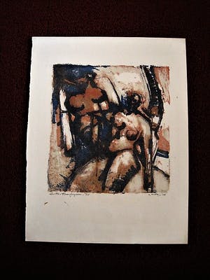 Wim Motz - Rotterdam ARA-groep - grote Litho in kleine oplage (15) - "twee naakte figuren" kopen? Bied vanaf 10!