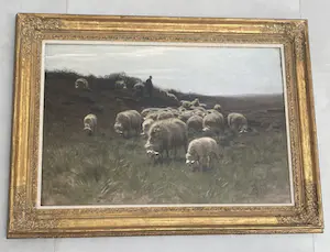 Herman van der Weele - 1852-1930, herder met schaapskudde op de hei. Olieverf op doek 58,7 x 86,9 cm. kaufen? Bieten Sie von 1200!