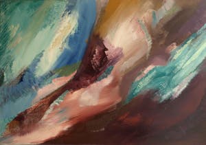 Diederik van Leeuwen - Acrylverf op doek, “Landschap” – gesigneerd - Groot kopen? Bied vanaf 65!