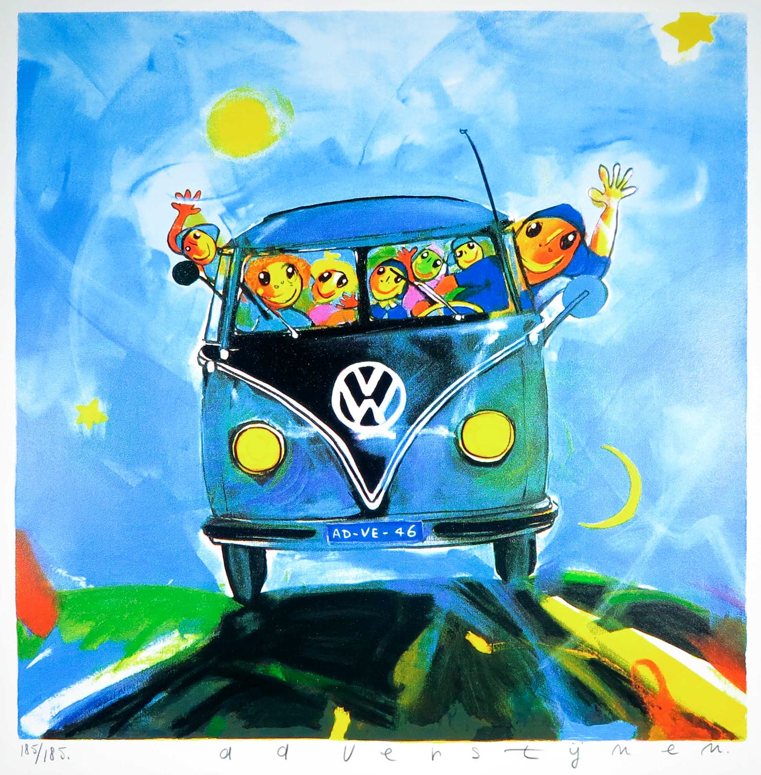 Ad Verstijnen - Zeefdruk, VW Bus verkocht voor € 1!