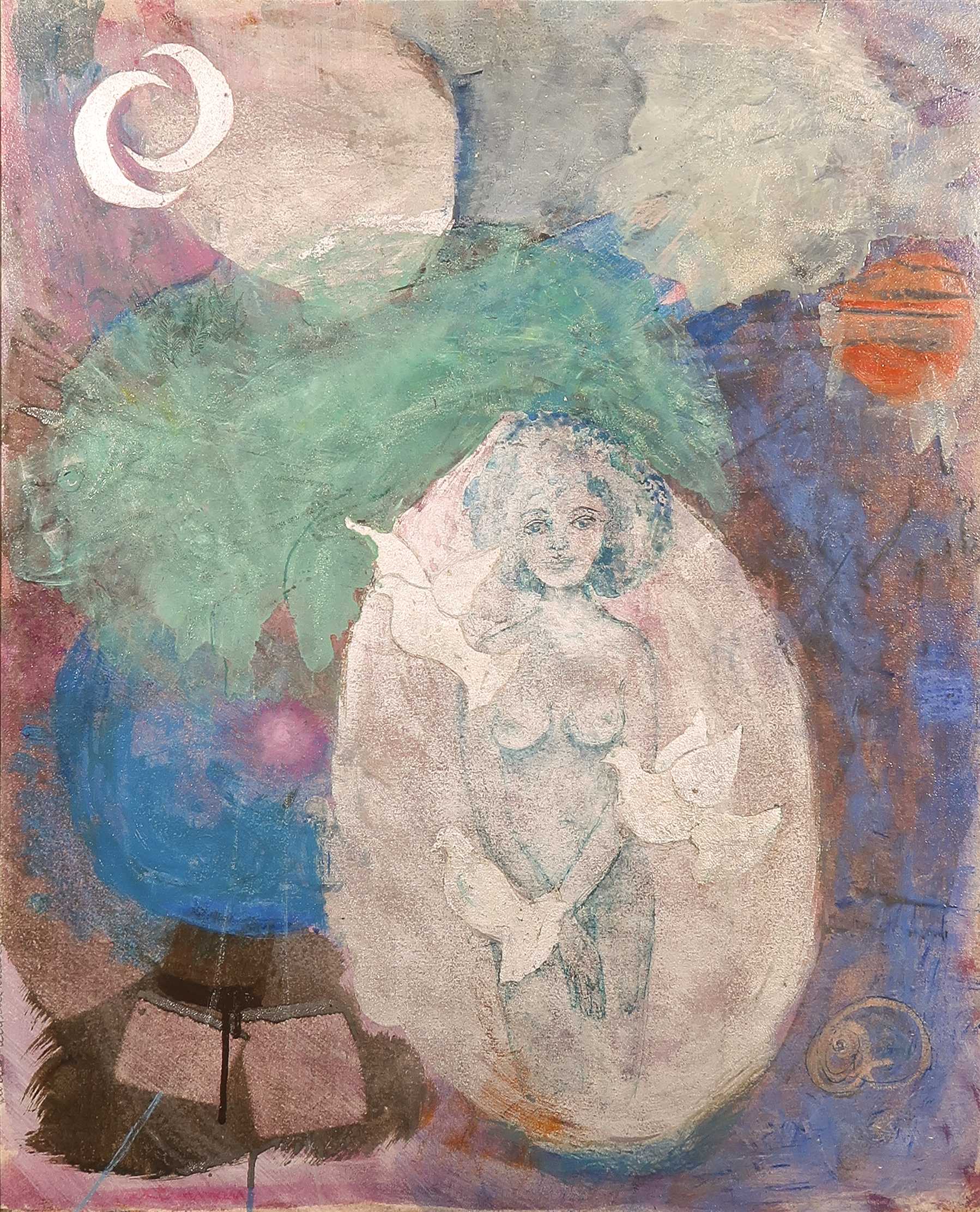 Poek Burmann - Olieverf op tweezijdig geprepareerd papier, Ei ei - Ingelijst kopen? Bied vanaf 1!