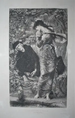 Adolphe Lalauze - De verleiding van Merlijn - 1877 - ets naar Edward Burne-Jones (Pre-Rafaëlieten) kopen? Bied vanaf 75!