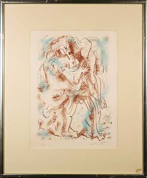 Andre Masson - Litho, Zonder titel - Ingelijst verkocht voor € 1!