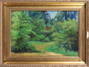 Jan Stapper - Olieverf op board, Bosschage verkocht voor € 50!