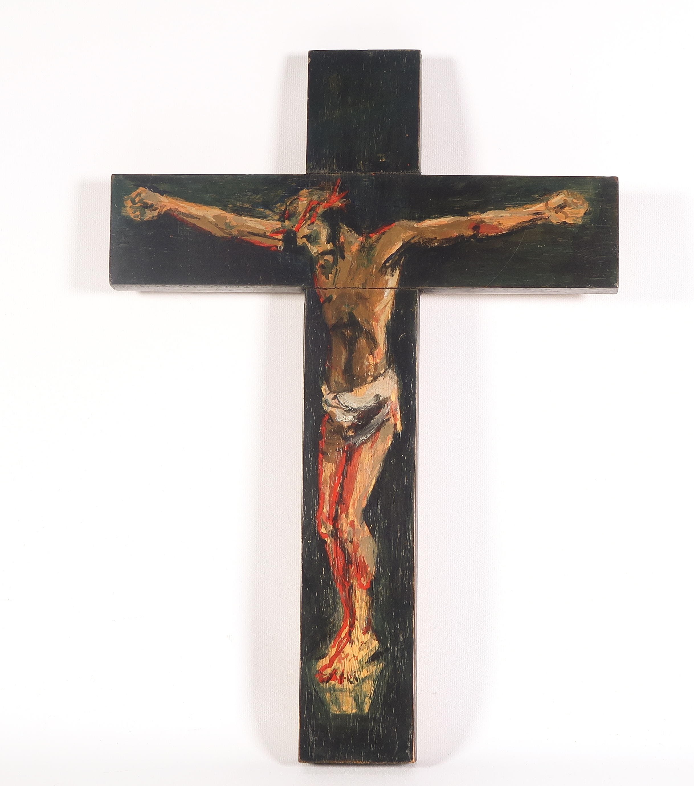 Jan Groenestein - Olieverf op paneel, Christus aan het kruis kopen? Bied vanaf 125!