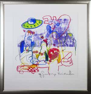 George Heidweiller - Gemengde techniek, Zonder titel - Ingelijst verkocht voor € 120!