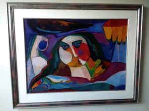 Theo Mackaay - groot schilderij op papier, gesigneerd en ingelijst verkocht voor € 1000!