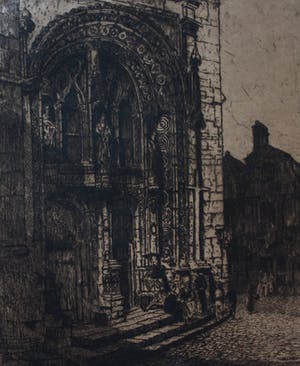 Martin van Waning - grote ets: kerk kopen? Bied vanaf 49!