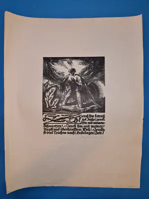 Bruno Goldschmitt - orig. Holzschnitt mit Spruch / Klage nach Krieg kopen? Bied vanaf 95!