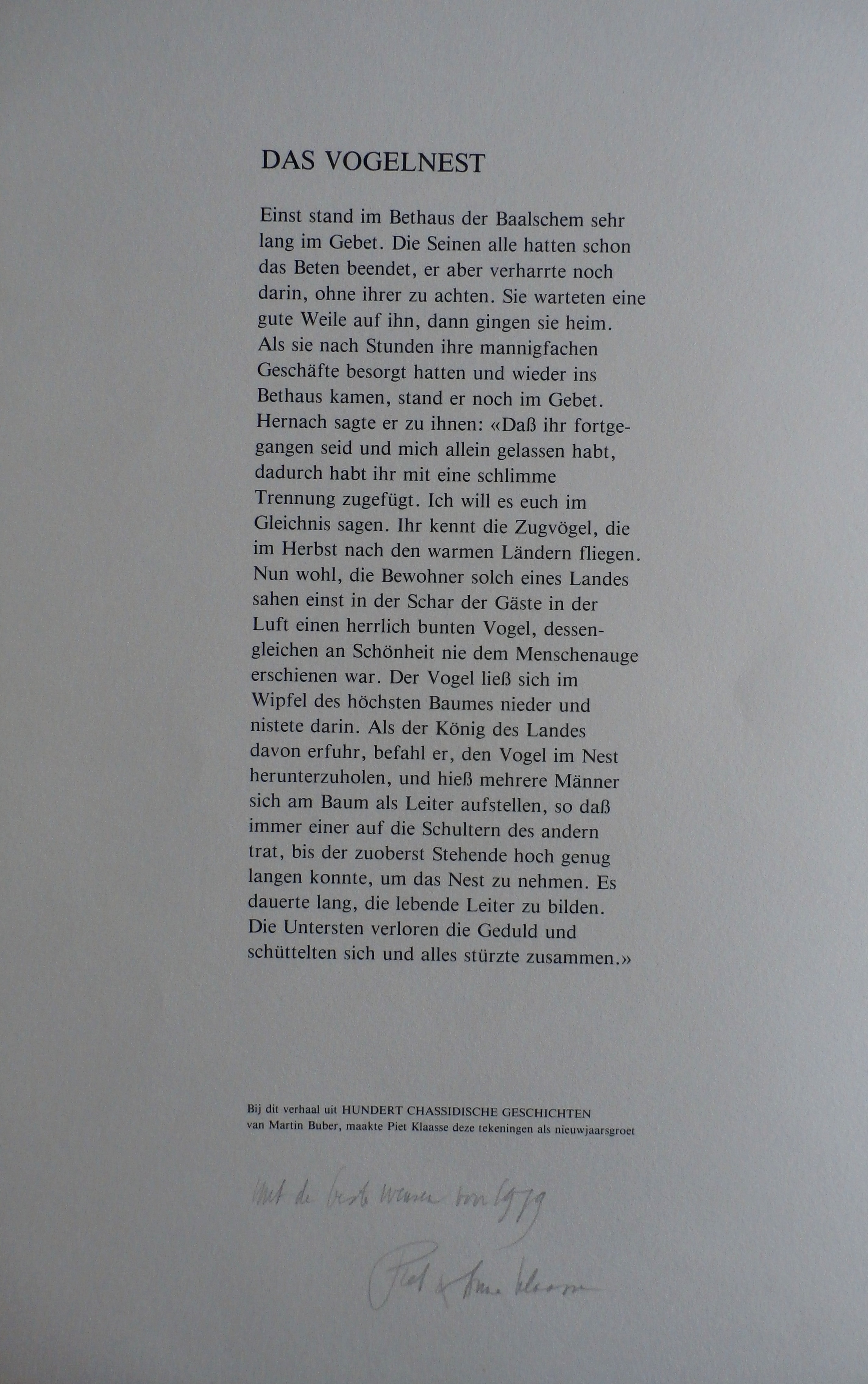 Piet Klaasse - nieuwjaarskaart met litho: Das Vogelnest - 1978 kopen? Bied vanaf 40!