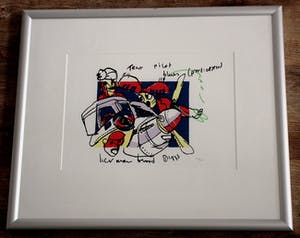 Herman Brood - Ingelijste zeefdruk: Test Pilot Blues - (Zeer nette lijst!) kopen? Bied vanaf 250!