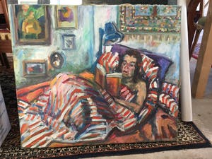 Niet of onleesbaar gesigneerd - C3758-13 - boeklezende vrouw in bed kopen? Bied vanaf 1!