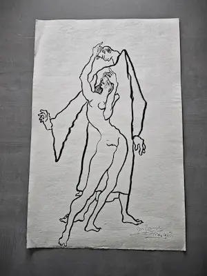 George Lampe - Nieuwe Haagse school - oostindische Inkt "Dans" - gesigneerd kopen? Bied vanaf 38!