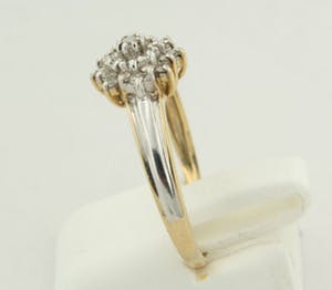 14K Goud - bicolour gouden ring bezet met diamanten - ringmaat 18.5 (58) kopen? Bied vanaf 200!