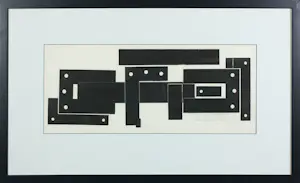 Theo Beerendonk - Reliëfdruk, Abstract-geometrische compositie - Ingelijst kopen? Bied vanaf 150!
