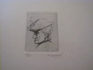 Jacques Gorus - portret van een man en daarbij een stadsgezicht (zie de foto's) kopen? Bied vanaf 13!