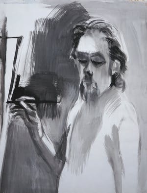 Joe Wols - Aquarel op papier, Zelfportret kopen? Bied vanaf 1!