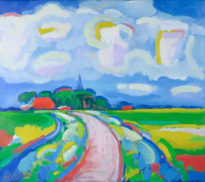 Dirk Beintema - Olieverf op board, Fries landschap - Ingelijst kopen? Bied vanaf 350!