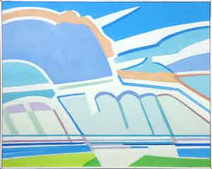 Paul Overhaus - Acryl op doek, Zeegezicht - Ingelijst verkocht voor € 100!