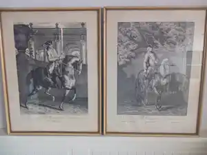 Johann Elias Ridinger - Le Nouveau Manège- 2 originele 18e-eeuwse kopergravures kaufen? Bieten Sie von 180!