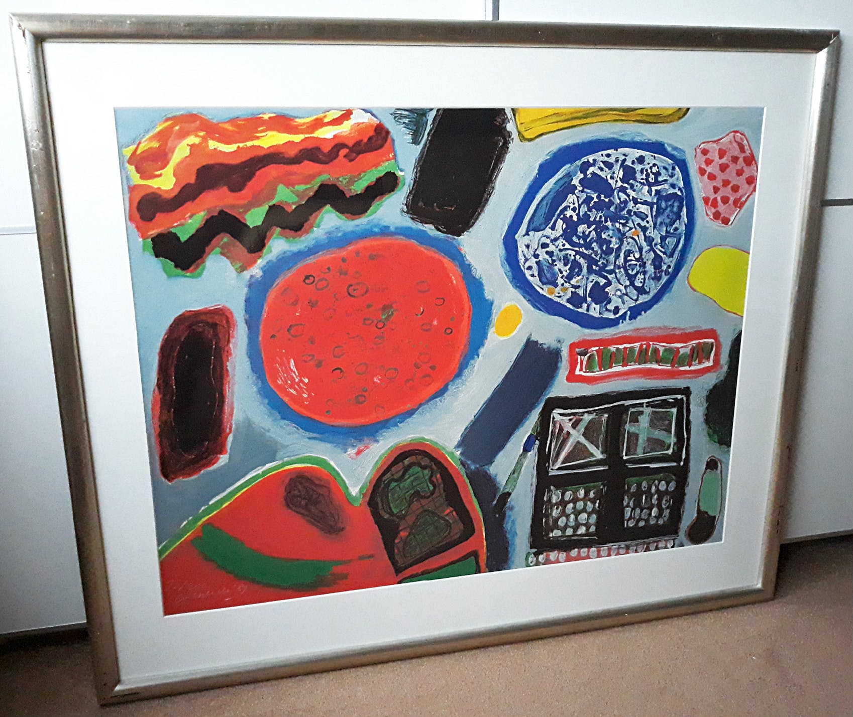 Corneille - Abstracte compositie, zeefdruk (mooi ingelijst, groot) kopen? Bied vanaf 395!