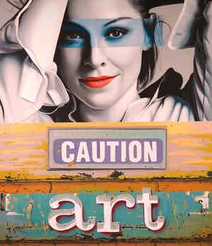 Jan Bollaert - Olieverf op doek, Caution Art (Groot) verkocht voor € 350!